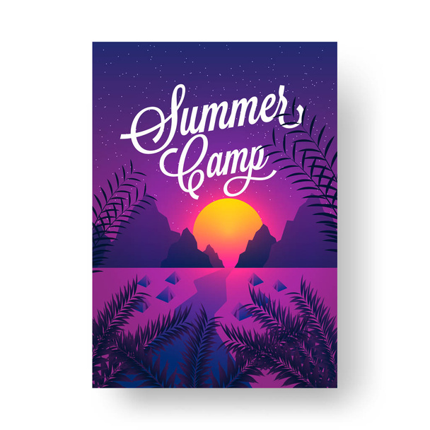 Summer camp poster, flyer or banner design. - Vecteur, image