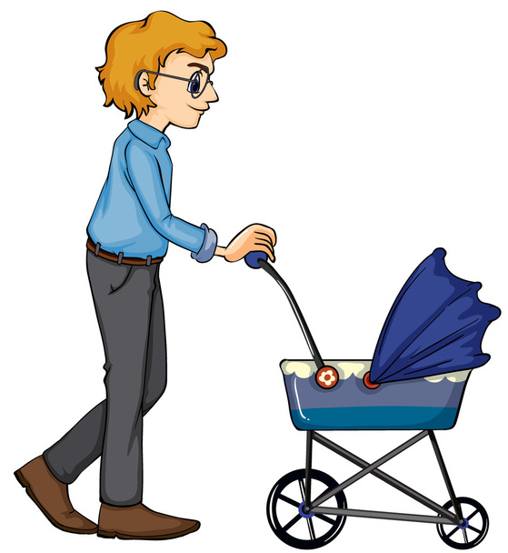 Мужчина и детская коляска
 - Вектор,изображение