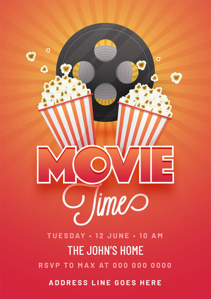 Movie time concept.Creative template for cinema poster, banner i - Vector, Image