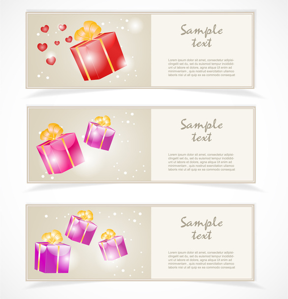 Banners with gift boxes - Vettoriali, immagini