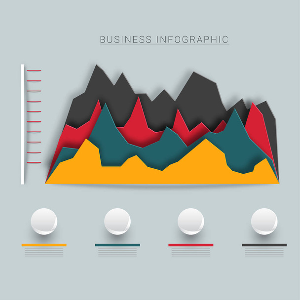 Business infographics, paper -art, colorful graphs. - Vektor, Bild