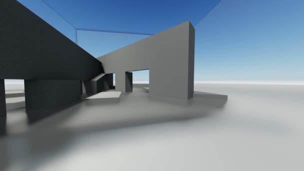 Üres absztrakt betonszoba belső.3D animáció és renderelés - Felvétel, videó
