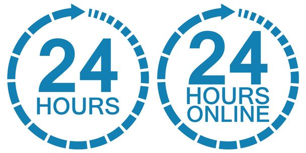 24 часа 24 часа в сутки онлайн логотип службы вектор 24 часа символа часов, обслуживание работает круглосуточно онлайн
 - Вектор,изображение