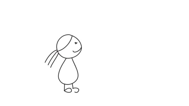 Animation hand drawn doodles of child with flower and his grandmother - Footage, Video