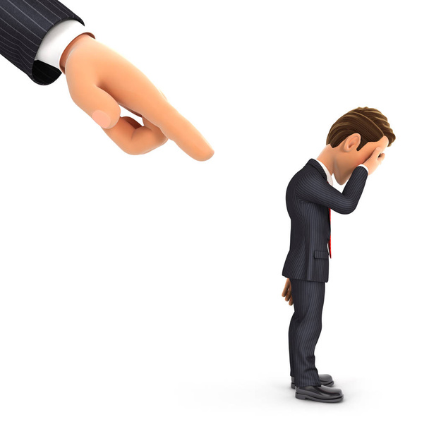 3d big hand pointing to a businessman - Photo, Image
