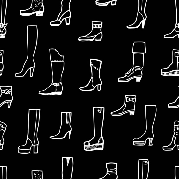 seamless background of various female boots - Vektor, Bild