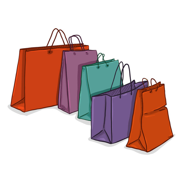 Beyaz arka plan üzerinde renkli alışveriş torbaları kümesi - Vektör, Görsel
