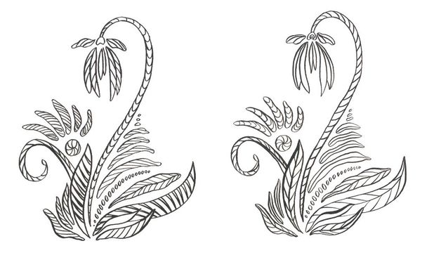 Контурна ілюстрація декоративна Квітка з елементами лінії
 - Фото, зображення