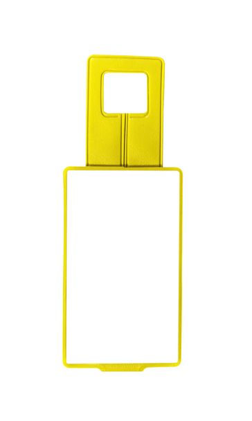 Yellow luggage tag isolated - Фото, изображение
