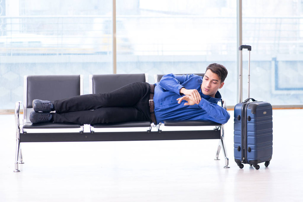 Man wairing to boarding in airport lounge room - Photo, image