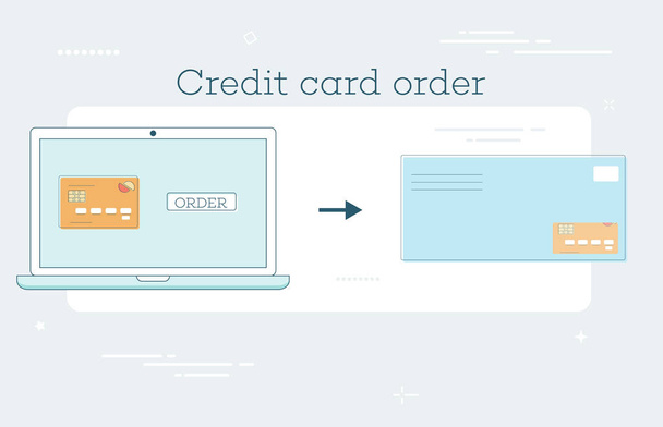 Concepto de orden de tarjeta de crédito en línea estilo de arte
 - Vector, Imagen