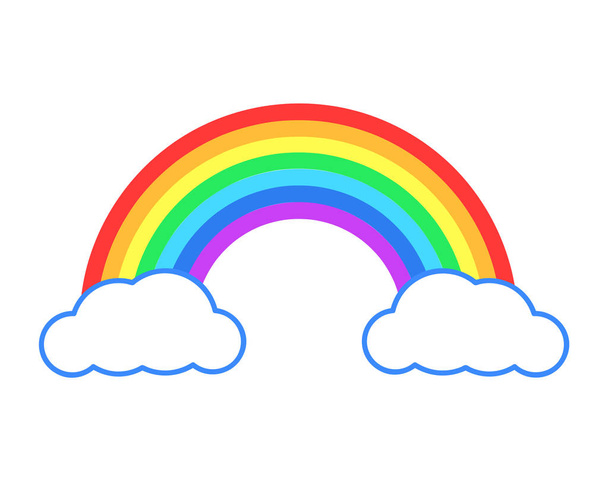 Arc-en-ciel coloré ou spectre de couleurs avec nuages icône plate pour l'application
 - Vecteur, image