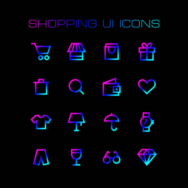Conjunto de iconos ui de compras en línea para un diseño simple de estilo plano
 - Vector, imagen