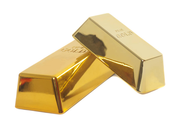  Gold bullion bars on white background - Foto, imagen