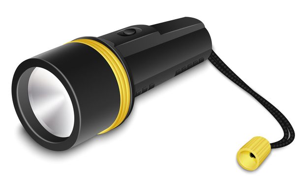 Taschenlampe mit kleinem Gurt. realistische Vektordarstellung - Vektor, Bild