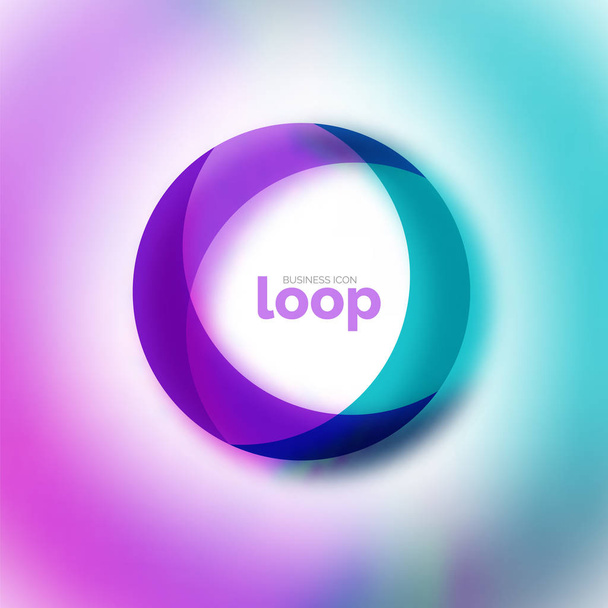 Hurok kör üzleti ikon, készült üveg átlátszó szín, formák - Vektor, kép