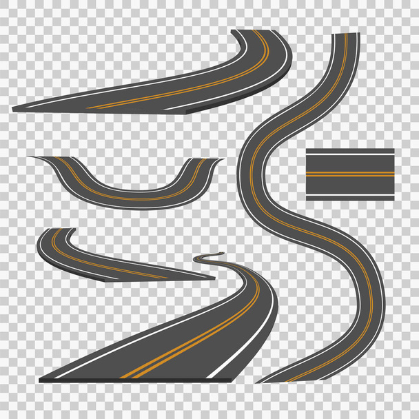 Winding curved road direction or highway with markings. - Vector, Image