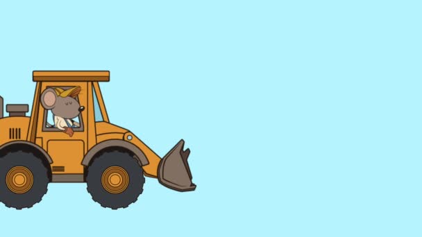 mouse builder with excavator character animation - Felvétel, videó