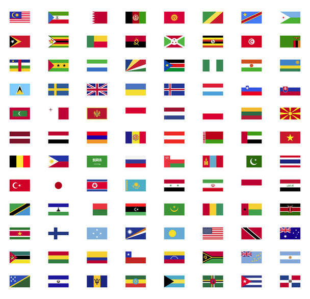 Maailman liput kuvakekokoelma tasainen sarja
 - Vektori, kuva