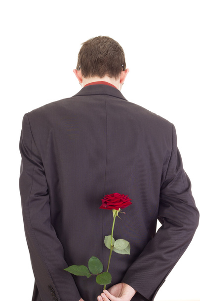 Young man with a rose - Foto, Imagen
