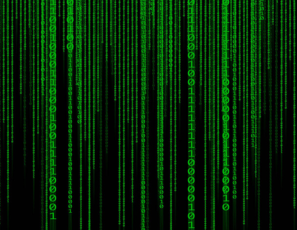 Fondo binario de tecnología verde abstracta. Bacalao informático binario
 - Foto, Imagen