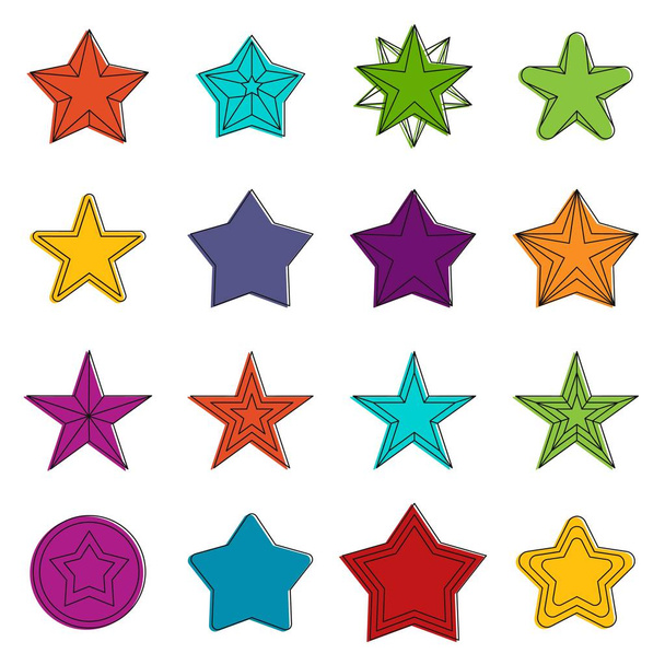 Star icons doodle set - Вектор,изображение