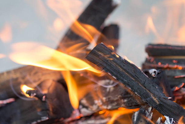 burning wood in a brazier - Foto, imagen