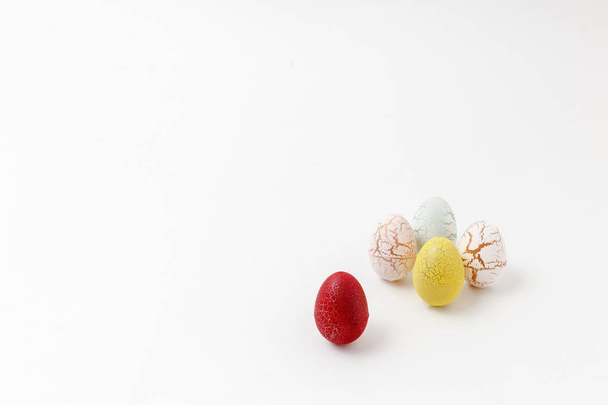 decorated colored Easter eggs on white background - Φωτογραφία, εικόνα