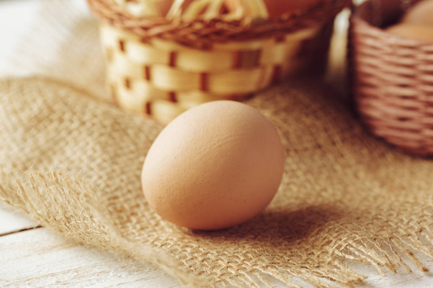 eggs on wooden background - Φωτογραφία, εικόνα