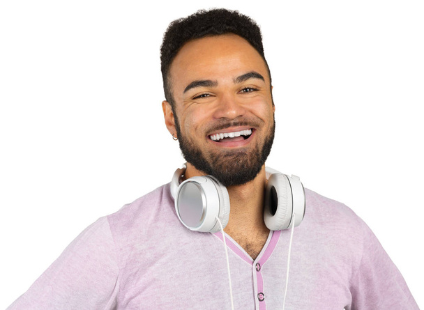 Portrait of young African american man with headphones - Φωτογραφία, εικόνα
