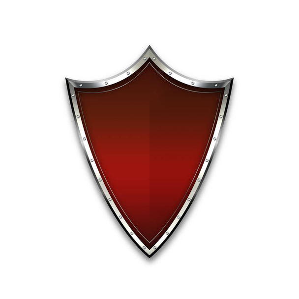 Red ancient shield on white background. - Фото, изображение
