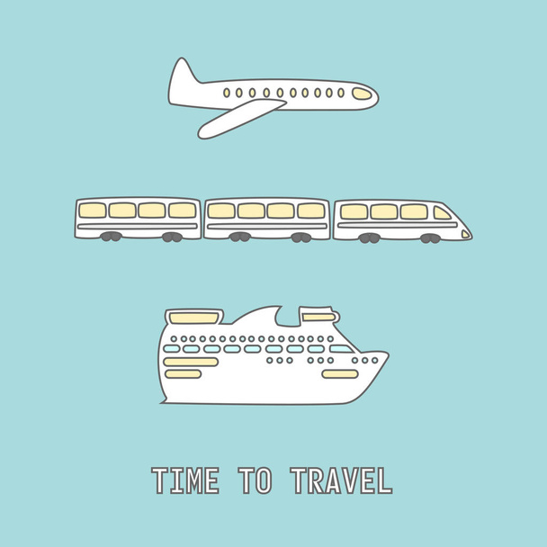 Travel transport set. Trip to world by different transports. Air - Вектор,изображение