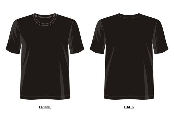 vector design t shirt template collection for men front and back with color black  - Vector, Image