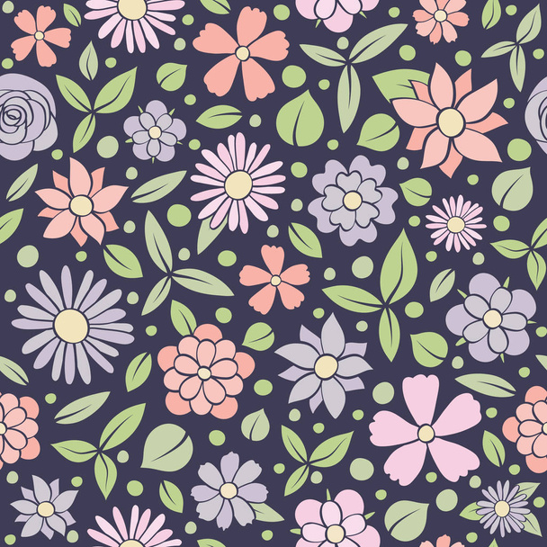 Retro background with hand drawn flowers. Mother's Day, Woman's Day and Valentine's Day. Vector. - Vecteur, image