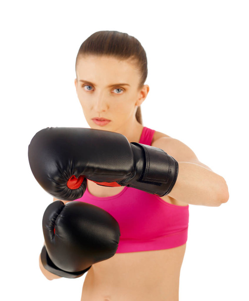 žena s Boxerské rukavice - Fotografie, Obrázek