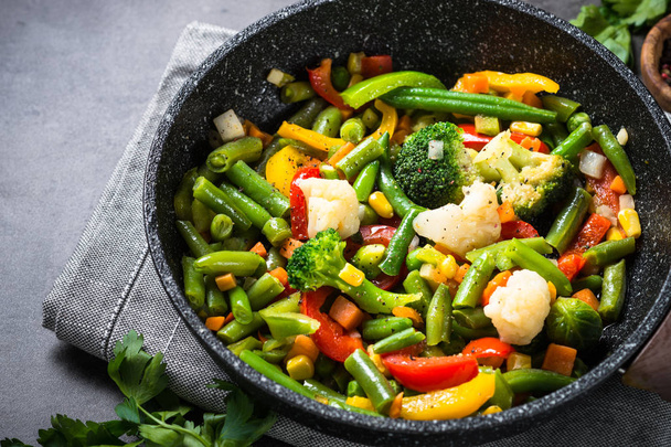 Stir fry vegetables in the wok.  - Photo, Image