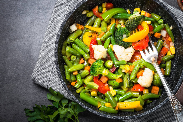 Stir fry vegetables in the wok.  - Photo, Image