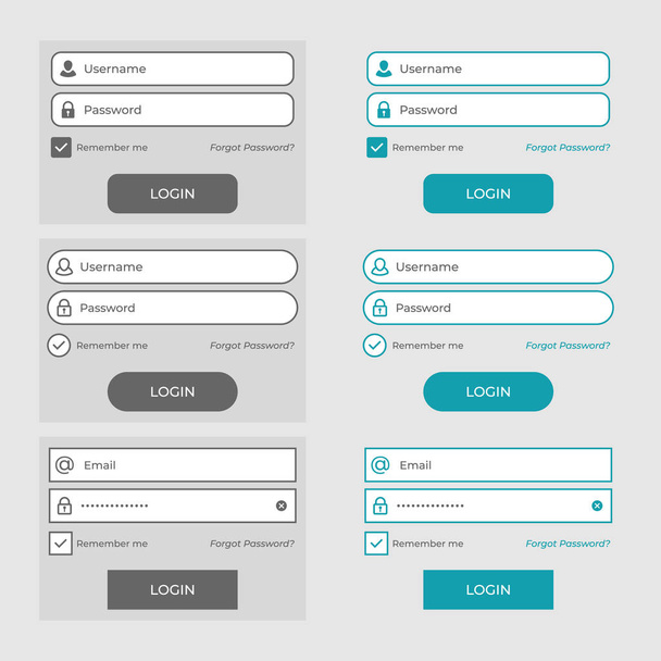 set of member login page design elements. vector illustration - Vektor, obrázek
