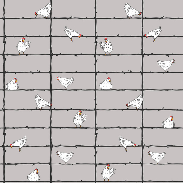 naadloze patroon met kippen voor textiel, inpakpapier, scrapbook - Vector, afbeelding
