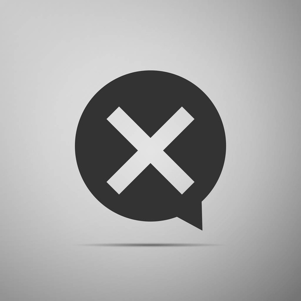 X Marque, Croix en cercle icône isolée sur fond gris. Cochez l'icône croix. Design plat. Illustration vectorielle
 - Vecteur, image