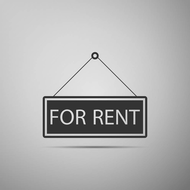 Hanging sign with text For rent icon isolated on grey background. Flat design. Vector Illustration - Vector, Image