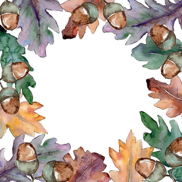 Cornice di foglie di quercia in stile acquerello
. - Foto, immagini