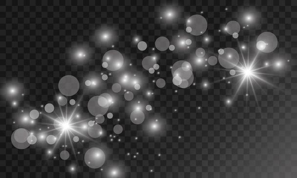 Lichte glanseffect. Vectorillustratie. Kerst flash Concept. Vectorillustratie van abstracte flare lichtstralen. Een verzameling van sterren, licht en straling, stralen en helderheid. Set van Vector gloeiende lichteffect sterren barst met sparkles. - Vector, afbeelding