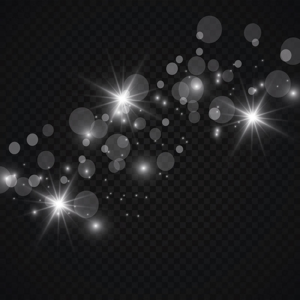 Glow light effect. Vector illustration. Christmas flash Concept. Vector illustration of abstract flare light rays. A set of stars, light and radiance, rays and brightness. Set of Vector glowing light effect stars bursts with sparkles. - Vector, Image
