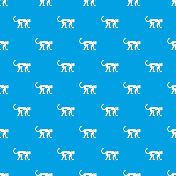 Macaque pattern seamless blue - Vector, Image