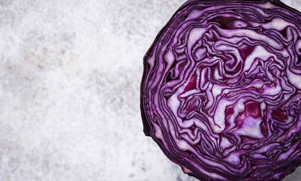 Cut red cabbage. Top view - Photo, image