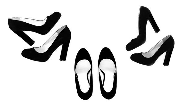 Zapatos de mujer de moda con tacón ancho, vista superior, aislados
 - Foto, Imagen