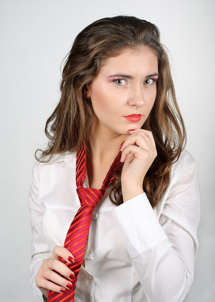 Sexy Woman with Red Tie - Foto, Imagen