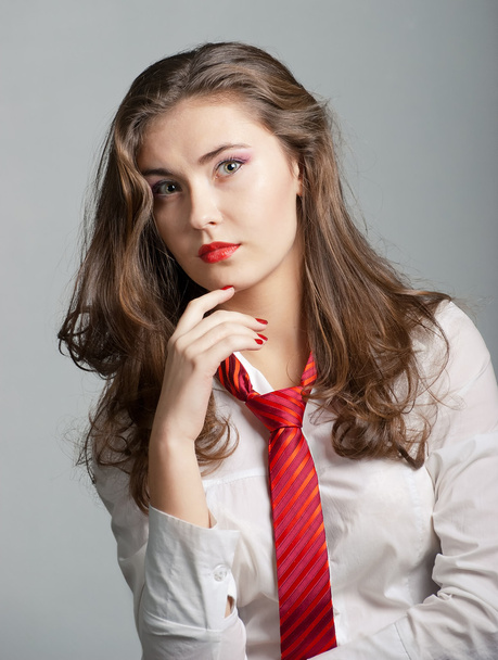 Sexy Woman with Red Tie - Foto, afbeelding