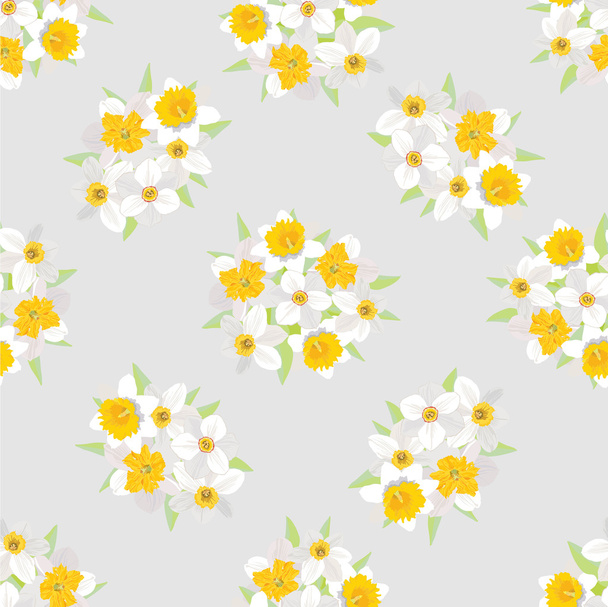 Płynny wzór z kwiatami żonkile - Wektor, obraz
